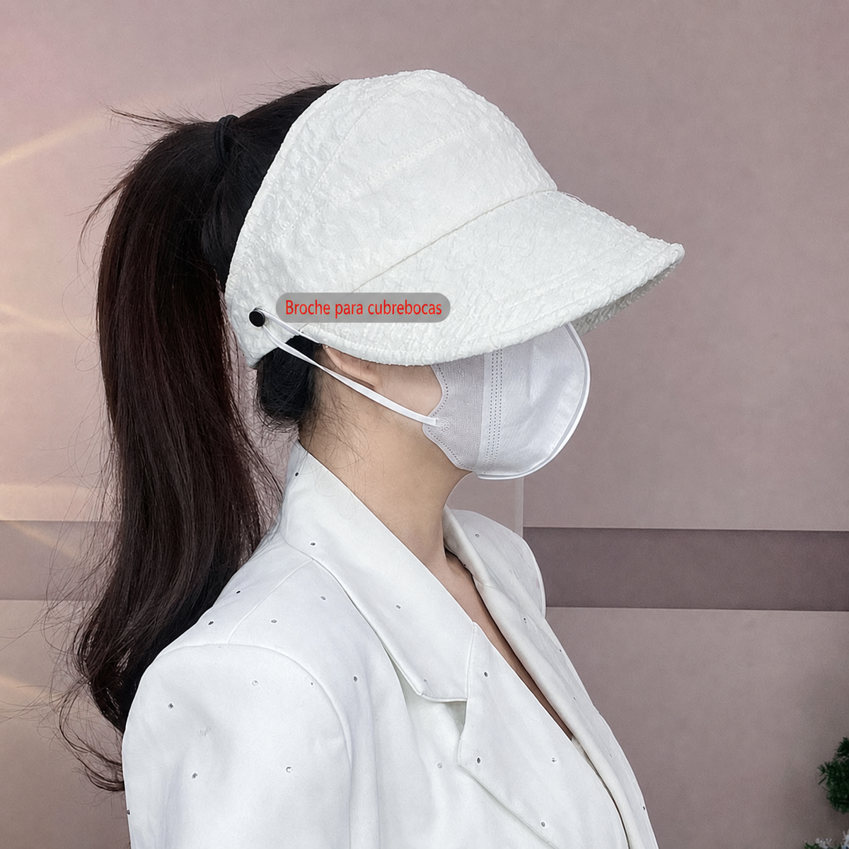 Gorra bicolor con protección UV para mujer