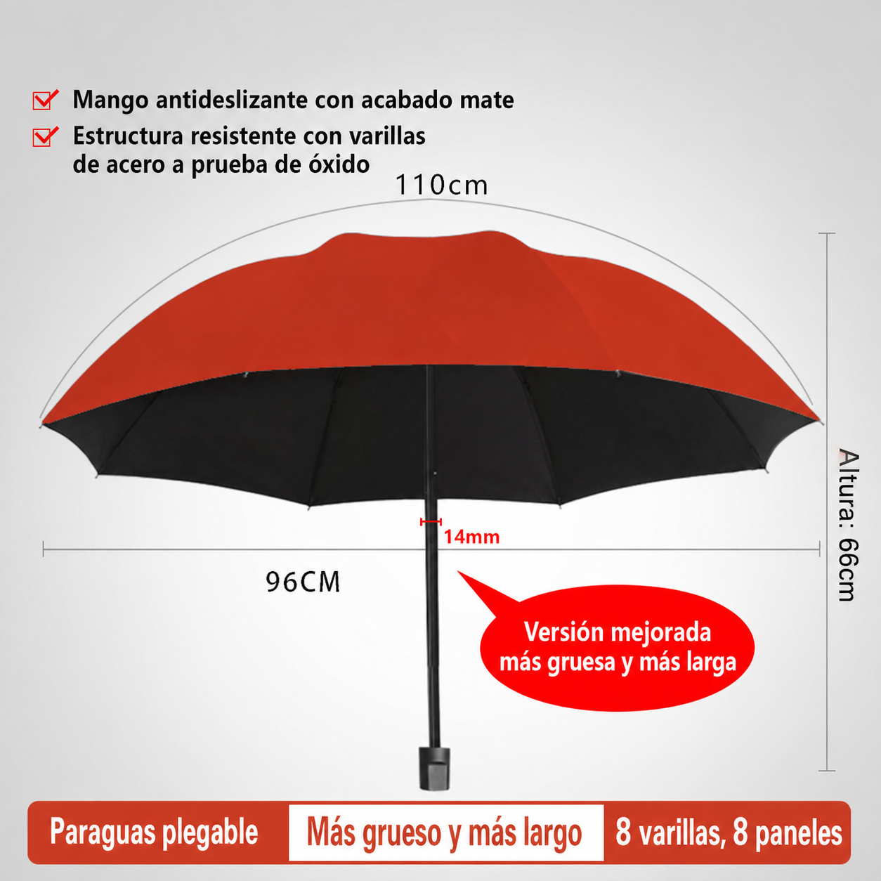 Paraguas Plegable Automático Sol y Lluvia UPF50+ - 8