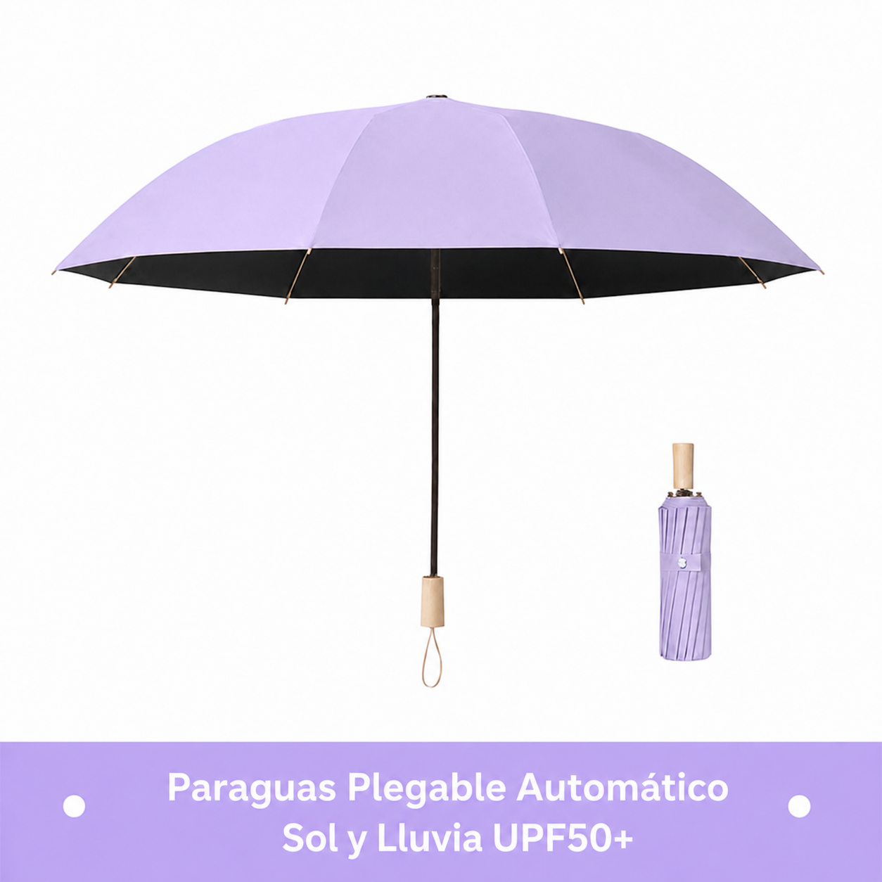 Paraguas Plegable Automático Sol y Lluvia UPF50+