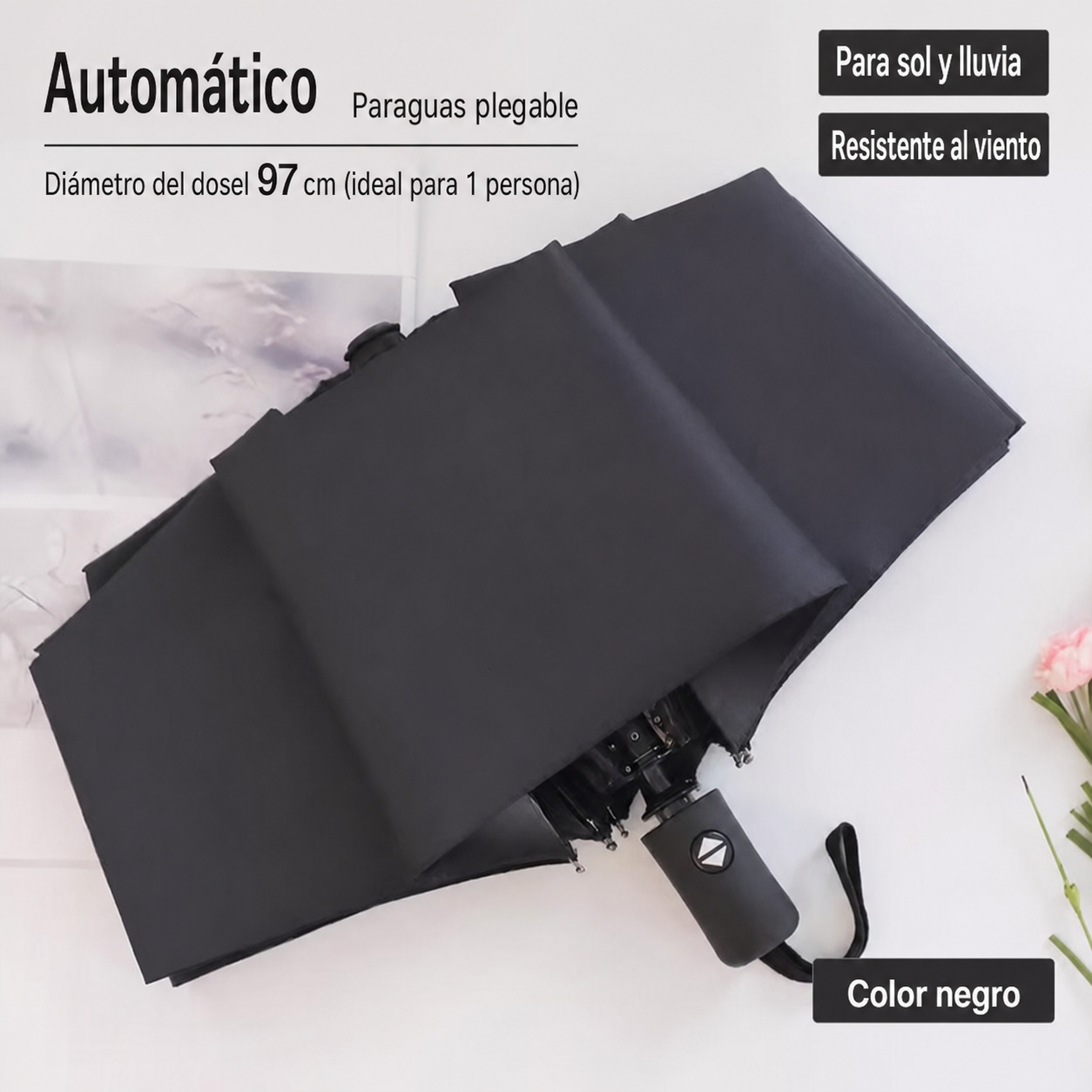 Paraguas Plegable Automático Sol y Lluvia UPF50+