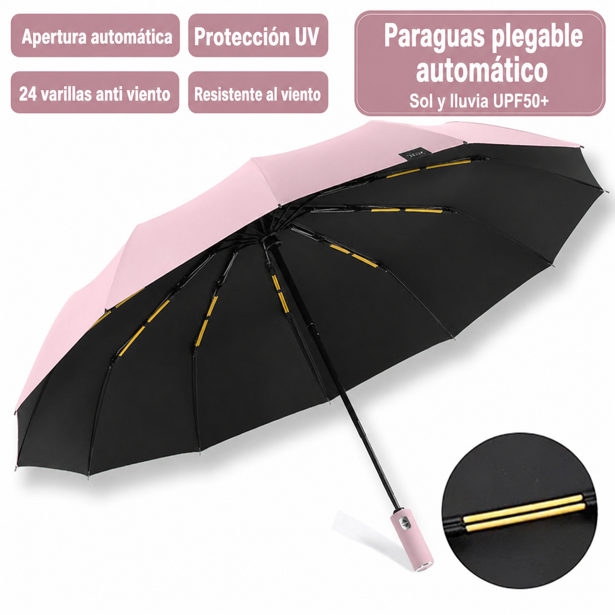Paraguas Plegable Automático Sol y Lluvia UPF50+