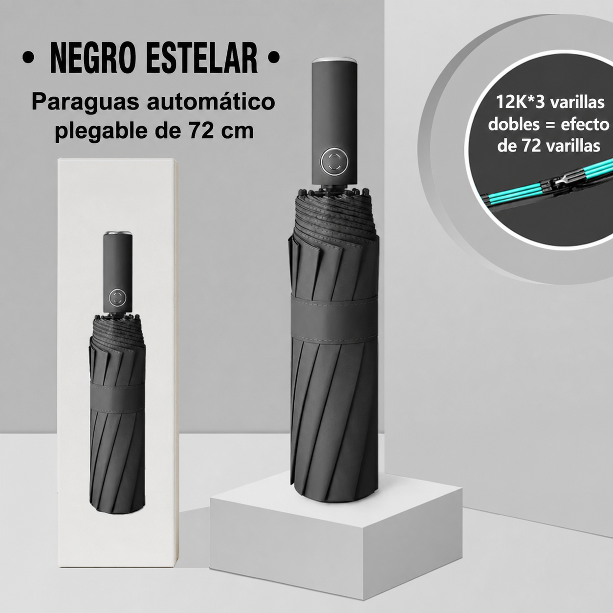 Paraguas Plegable Automático Sol y Lluvia UPF50+