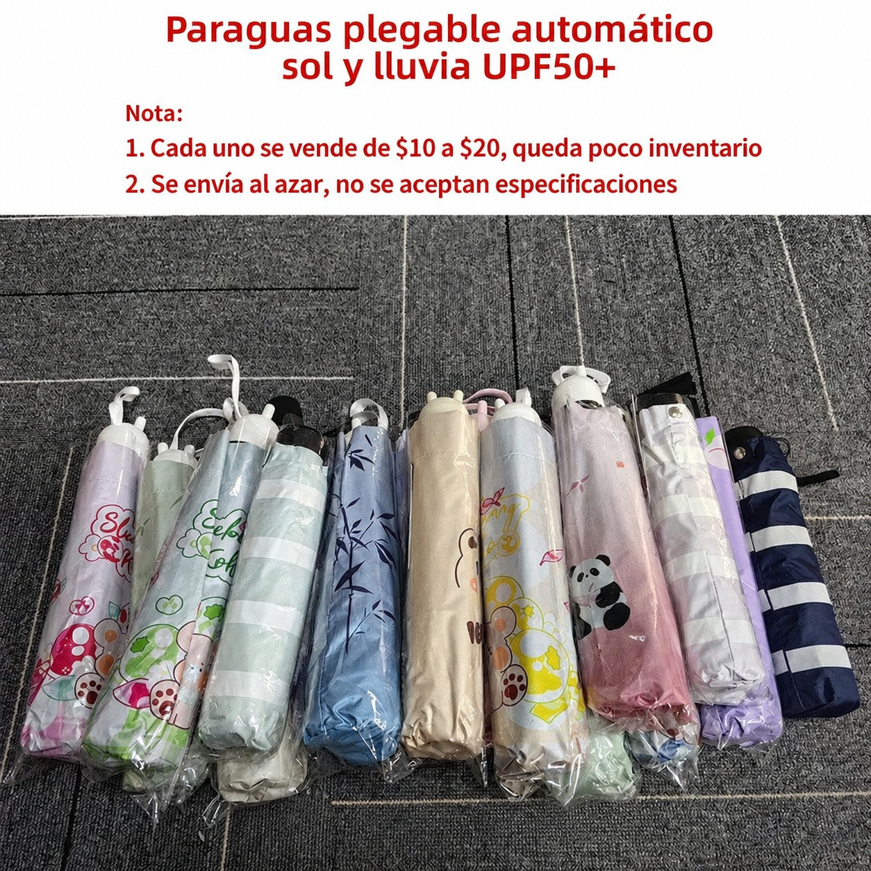 Paraguas Plegable Automático Sol y Lluvia UPF50+