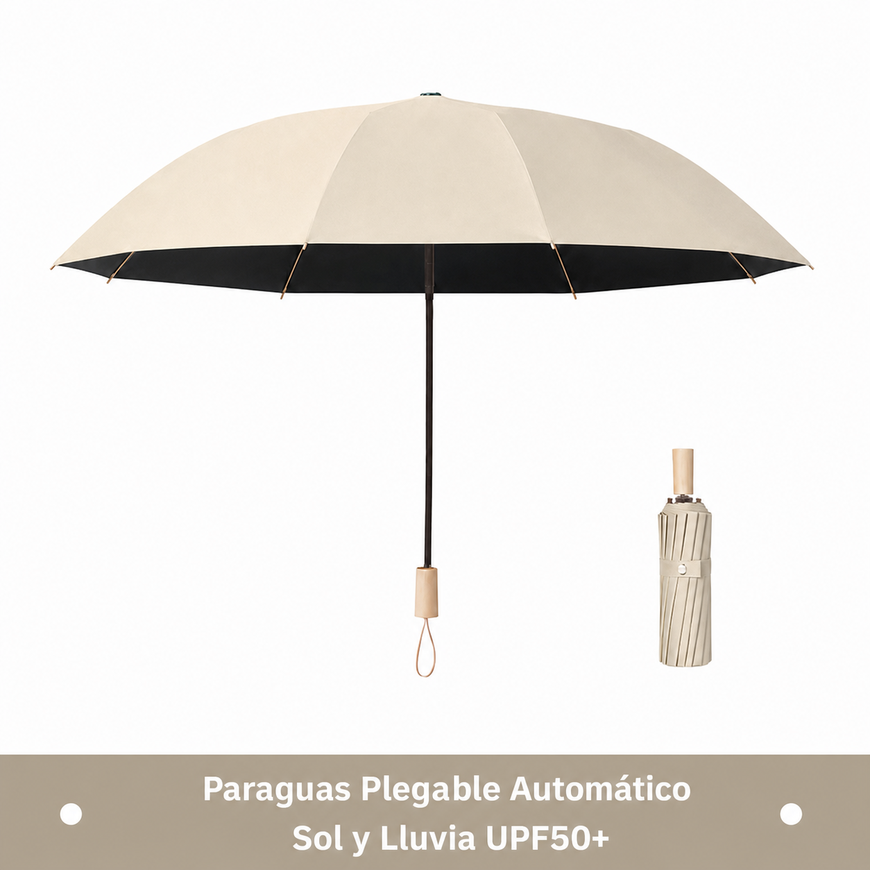 Paraguas Plegable Automático Sol y Lluvia UPF50+