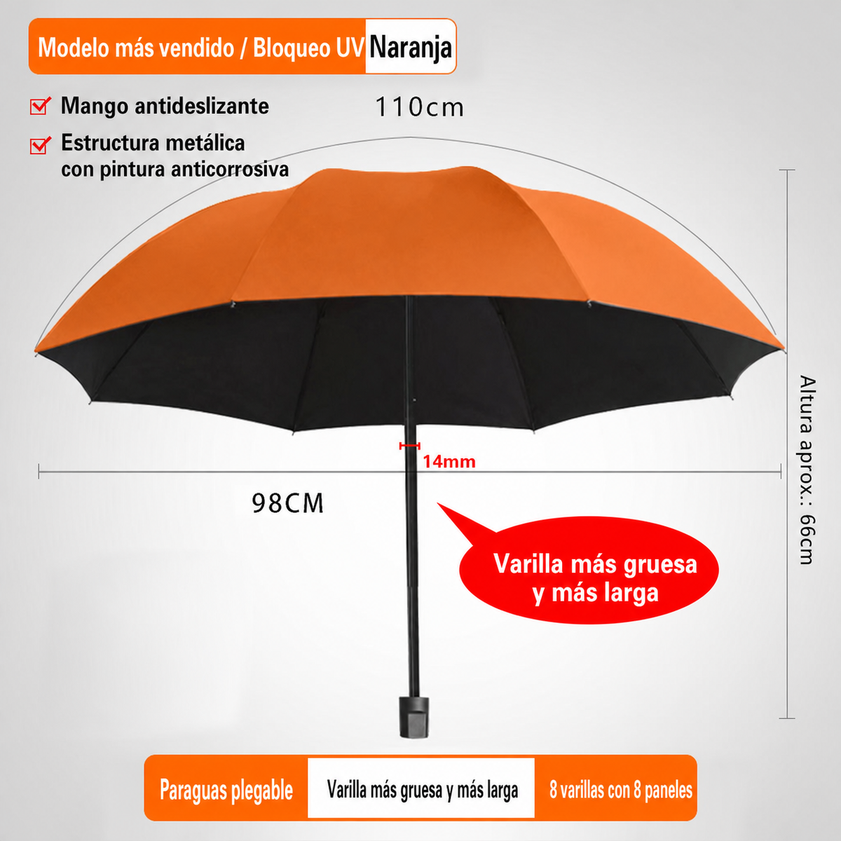 Paraguas Plegable Automático Sol y Lluvia UPF50+