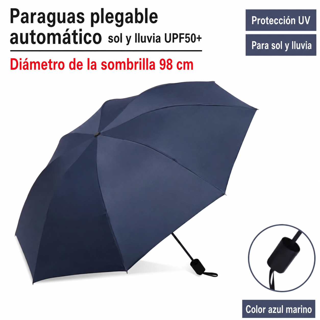 Paraguas Plegable Automático Sol y Lluvia UPF50+