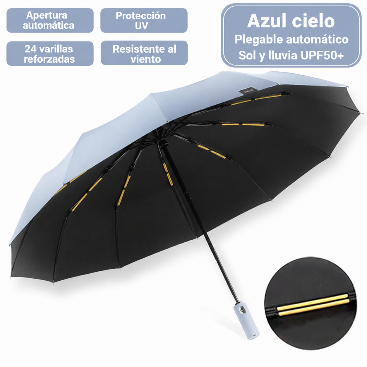 Paraguas Plegable Automático Sol y Lluvia UPF50+