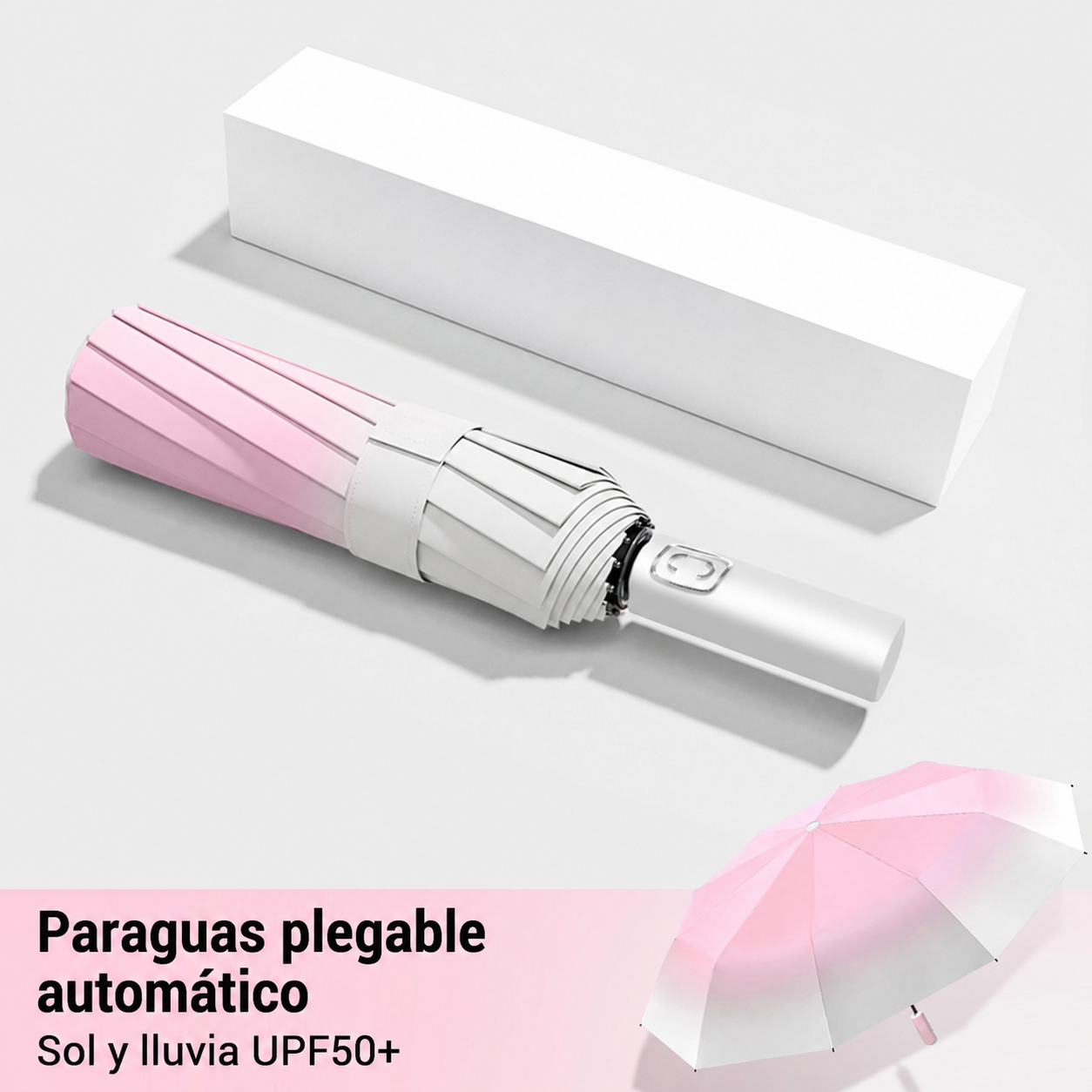 Paraguas Plegable Automático Sol y Lluvia UPF50+