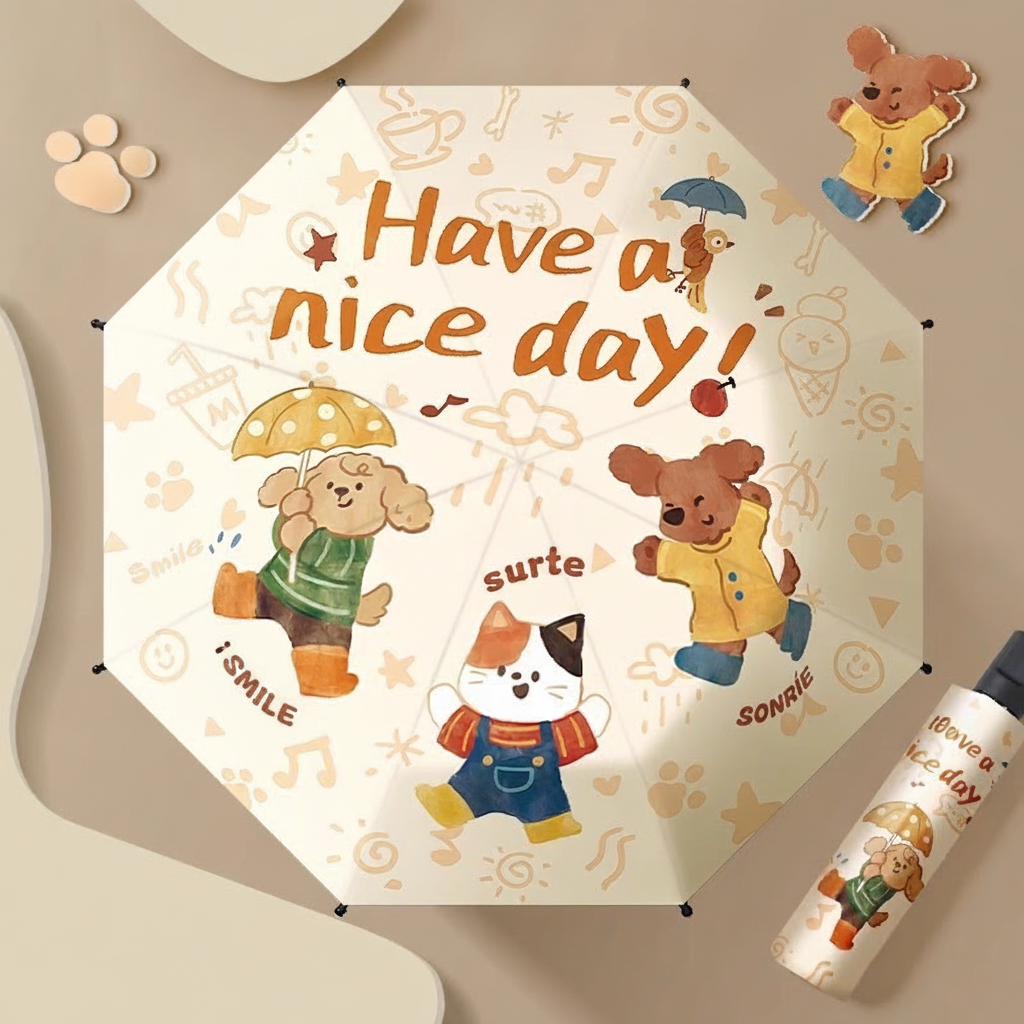 Paraguas Plegable Infantil UPF50+ con Diseños Divertidos - 1