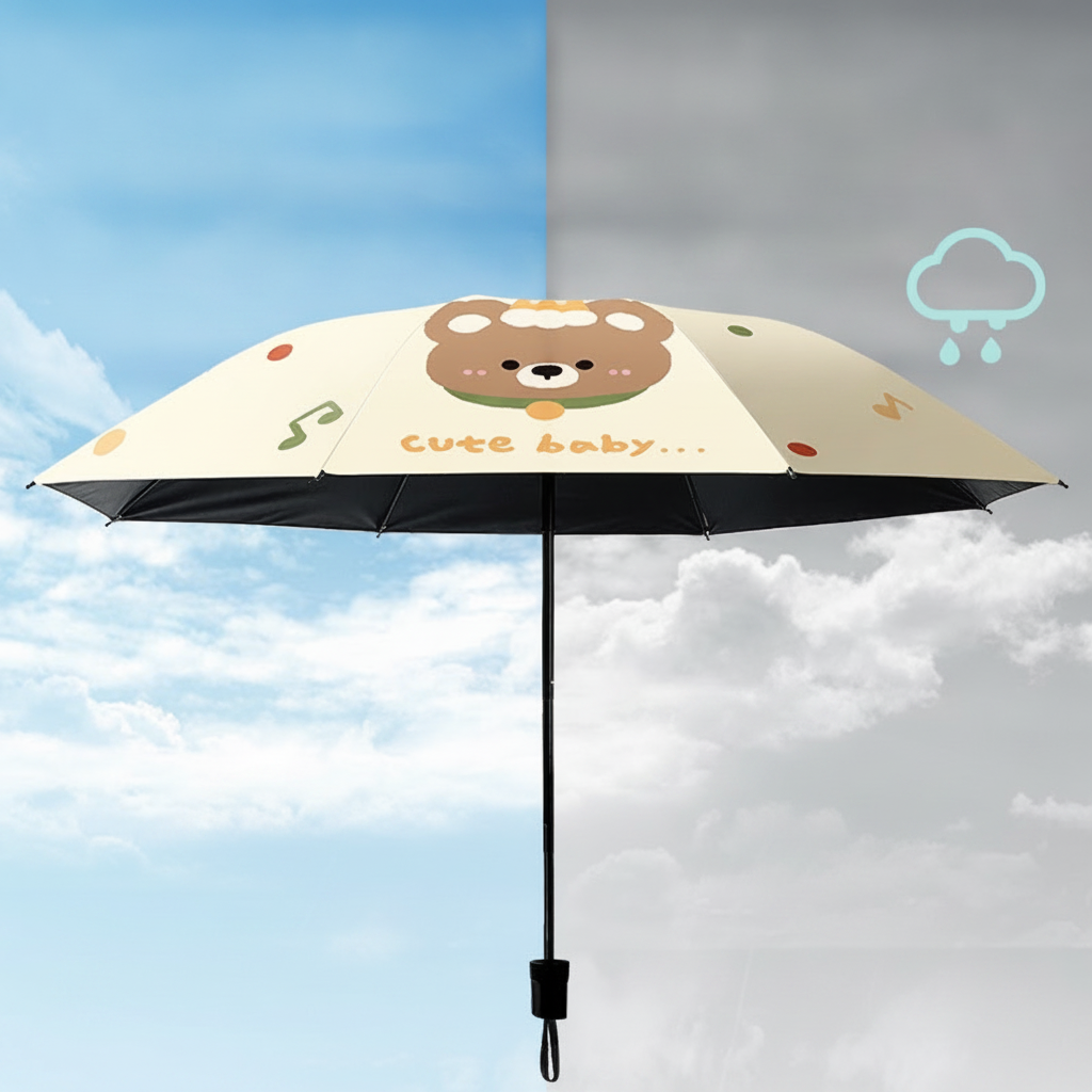 Paraguas Plegable Infantil UPF50+ con Diseños Divertidos - 3