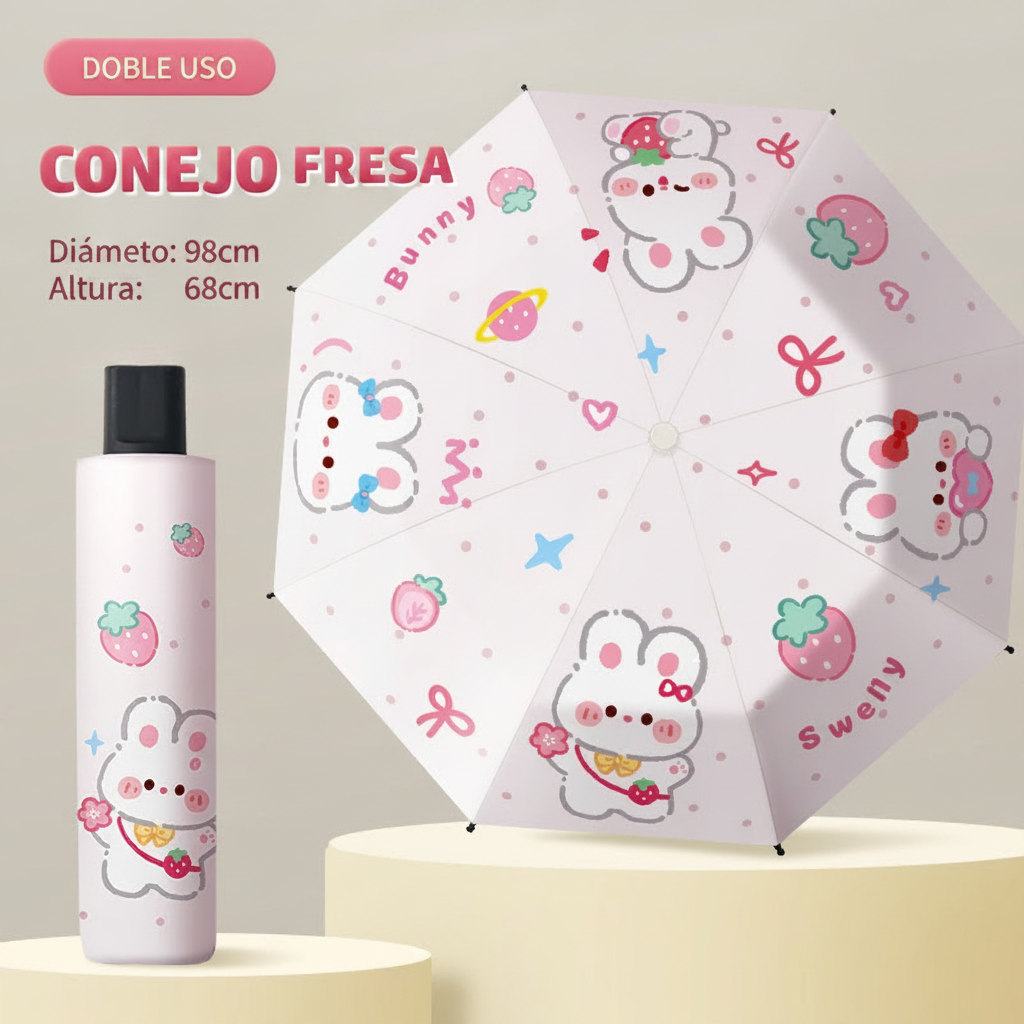 Paraguas Plegable Infantil UPF50+ con Diseños Divertidos