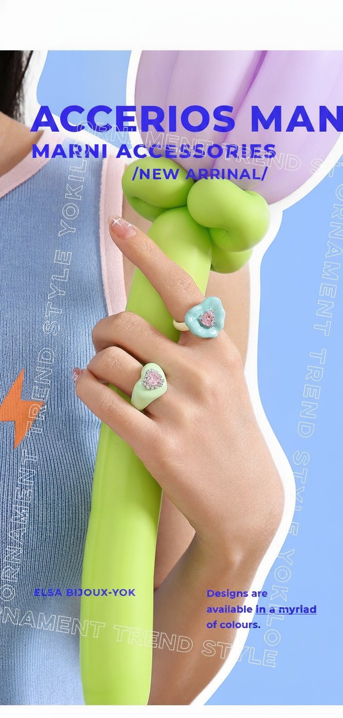 Anillo de cobre con esmalte de colores para mujer - 11