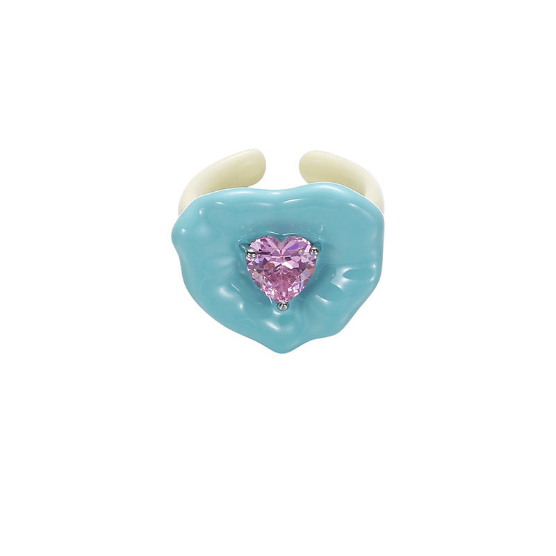 Anillo de cobre con esmalte de colores para mujer - 9