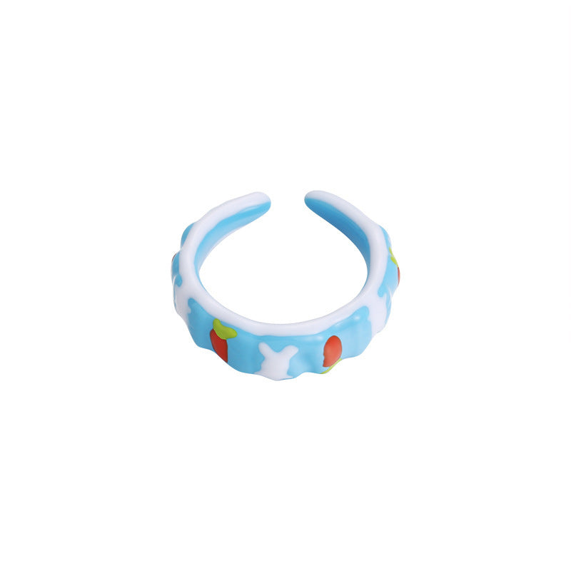 Anillo de cobre con esmalte de colores para mujer