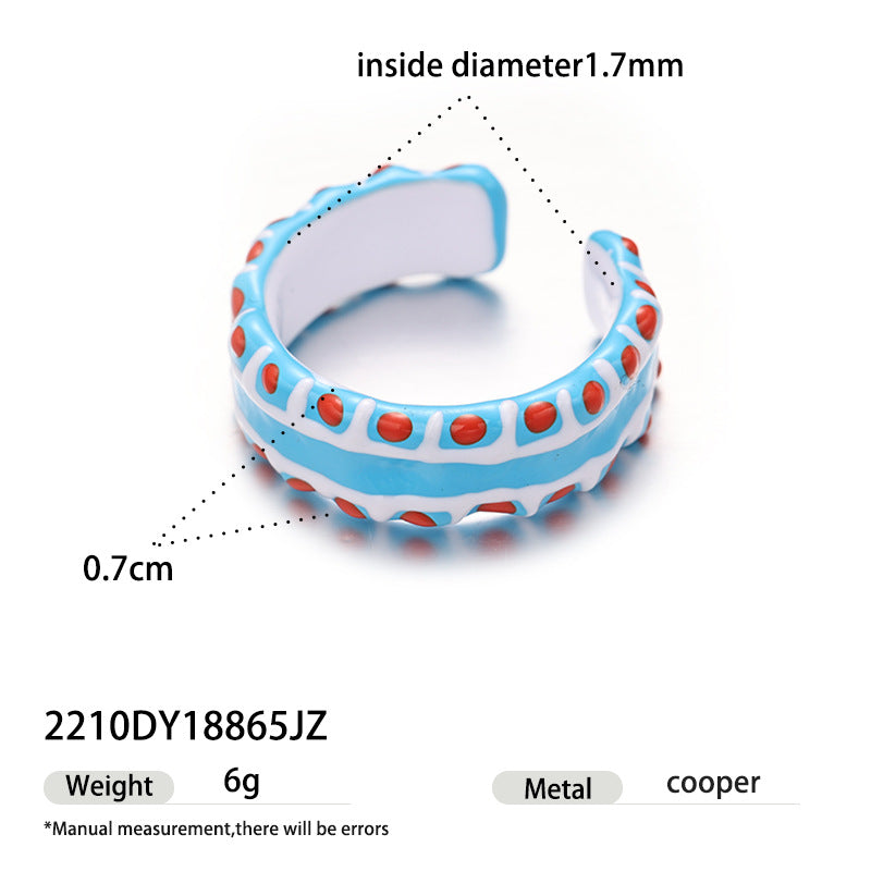 Anillo de cobre con esmalte de colores para mujer