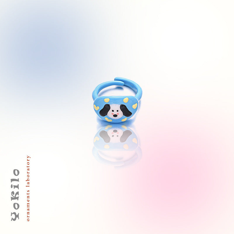 Anillo de cobre con esmalte de colores para mujer