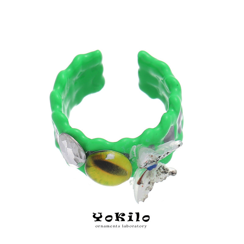 Anillo de cobre con esmalte de colores para mujer