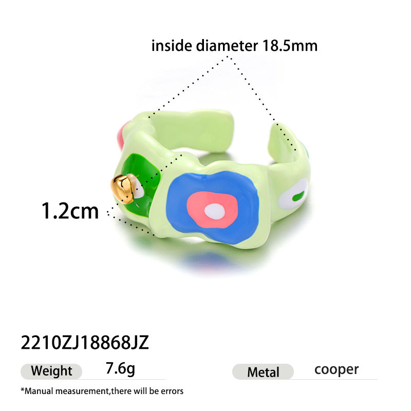 Anillo de cobre con esmalte de colores para mujer
