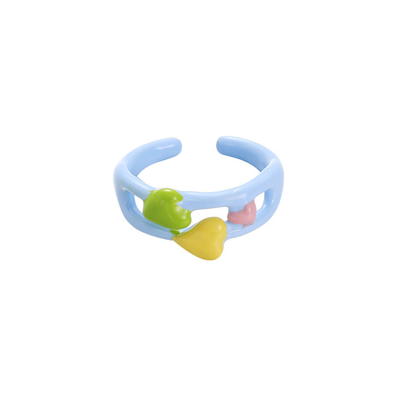 Anillo de cobre con esmalte de colores para mujer