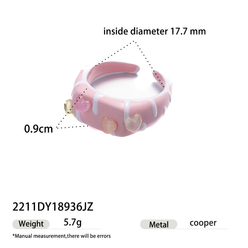 Anillo de cobre con esmalte de colores para mujer