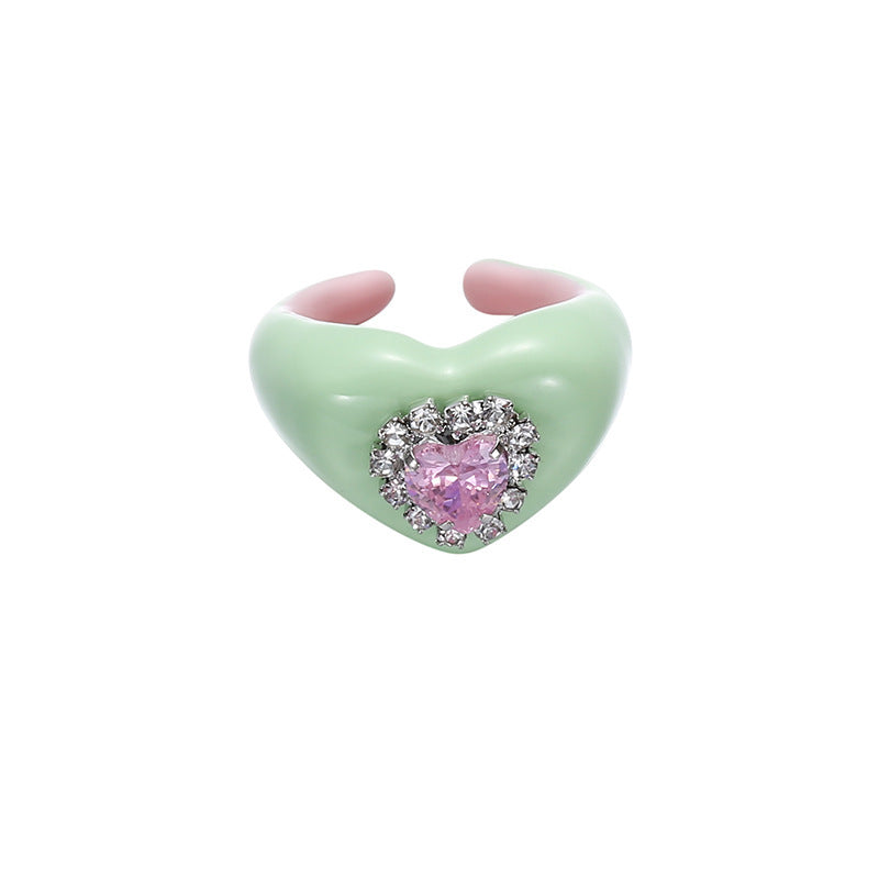 Anillo de cobre con esmalte de colores para mujer