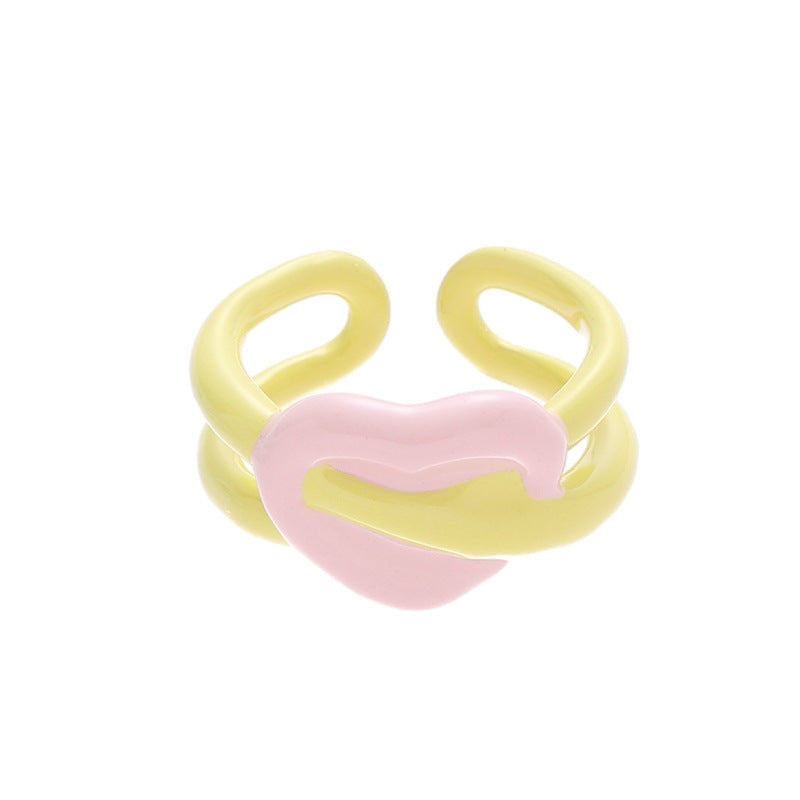Anillo de cobre con esmalte de colores para mujer