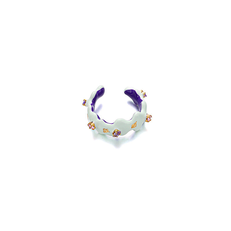 Anillo de cobre con esmalte de colores para mujer