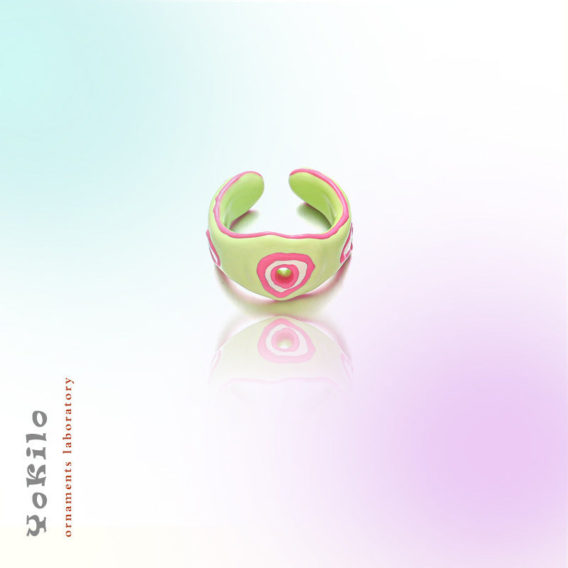 Anillo de cobre con esmalte de colores para mujer