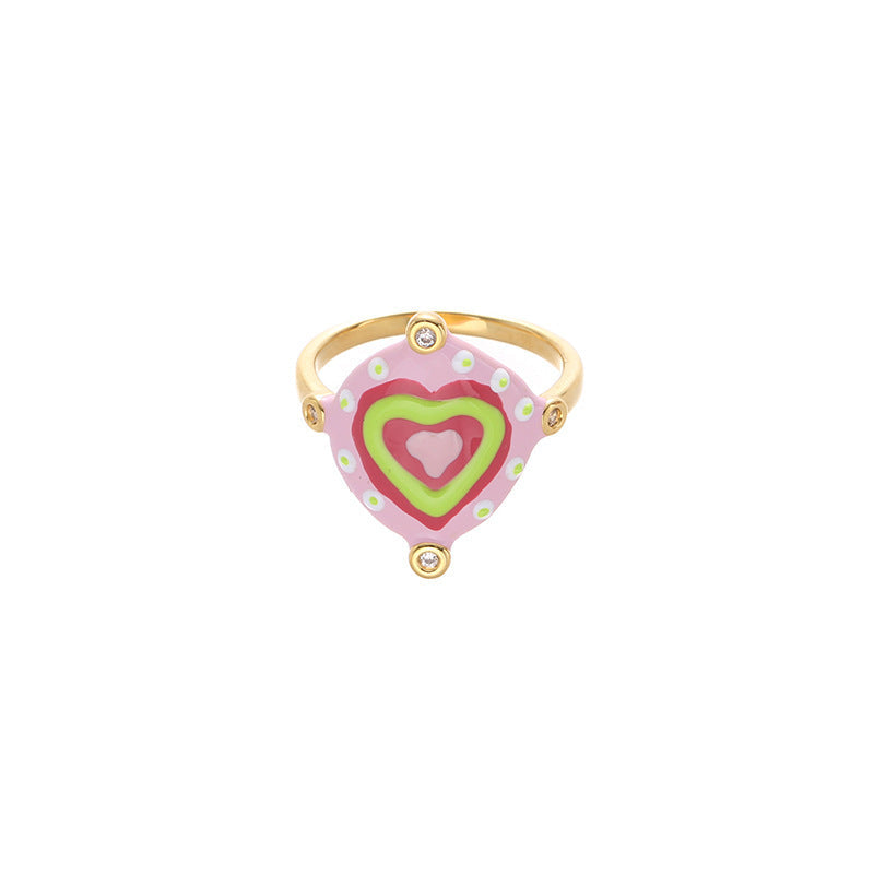 Anillo de cobre con esmalte de colores para mujer
