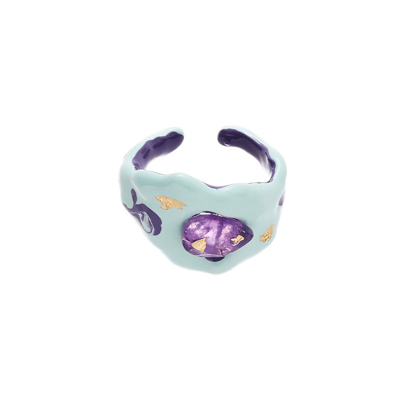 Anillo de cobre con esmalte de colores para mujer