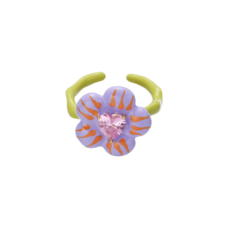 Anillo de cobre con esmalte de colores para mujer