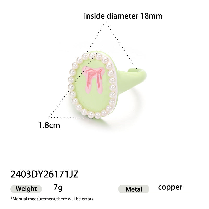 Anillo de cobre con esmalte de colores para mujer