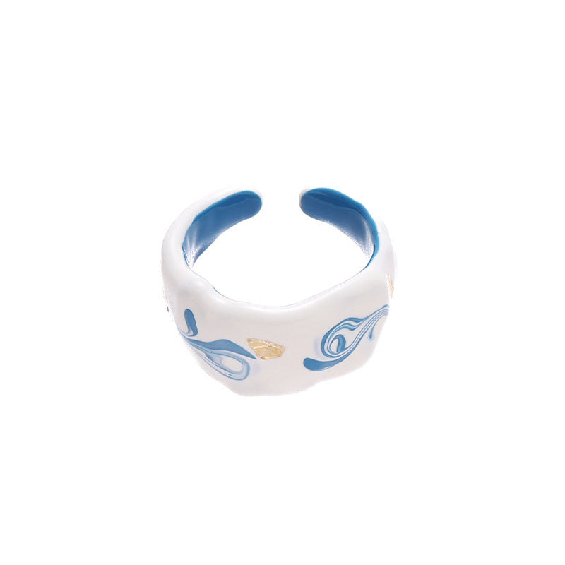 Anillo de cobre con esmalte de colores para mujer