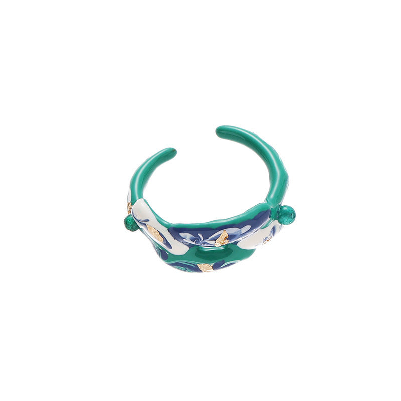 Anillo de cobre con esmalte de colores para mujer