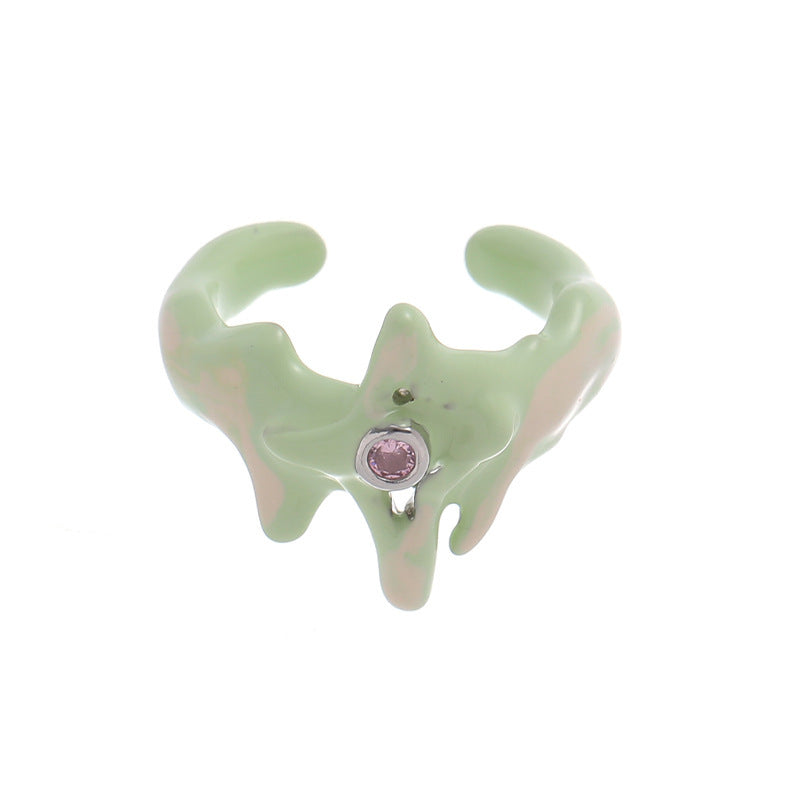 Anillo de cobre con esmalte de colores para mujer