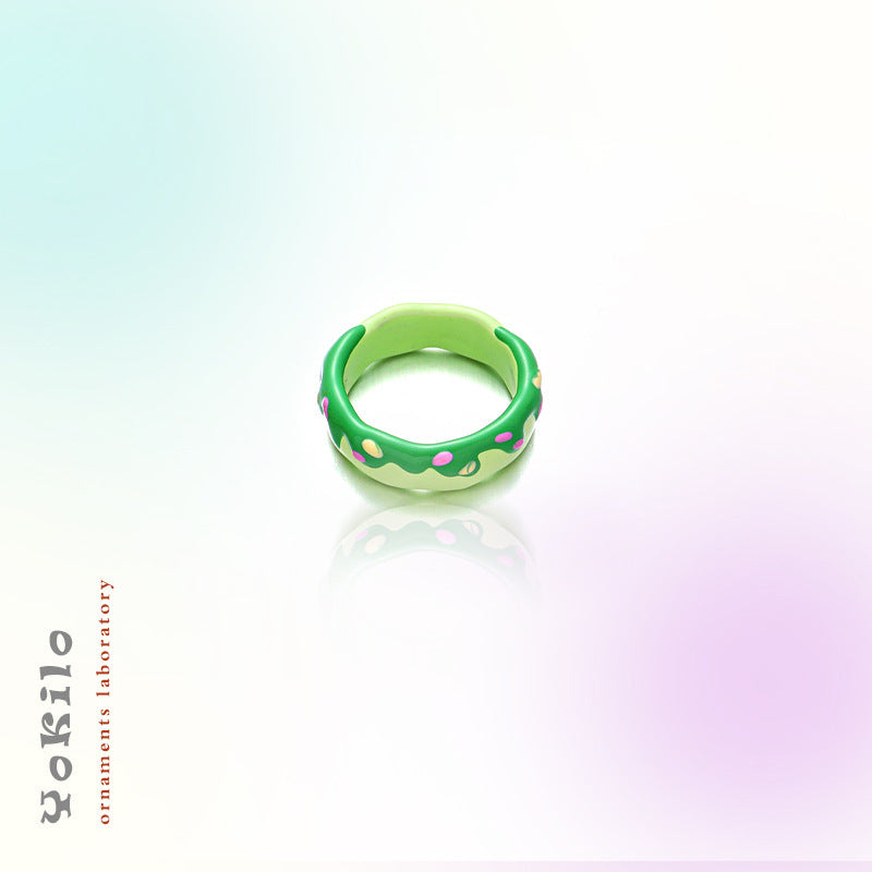 Anillo de cobre con esmalte de colores para mujer
