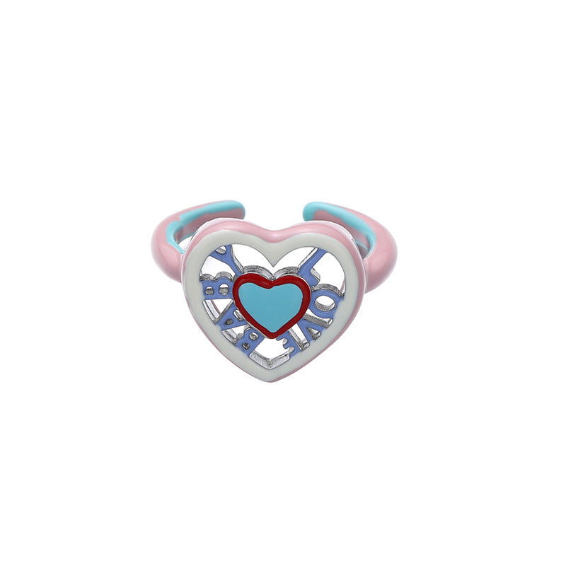 Anillo de cobre con esmalte de colores para mujer