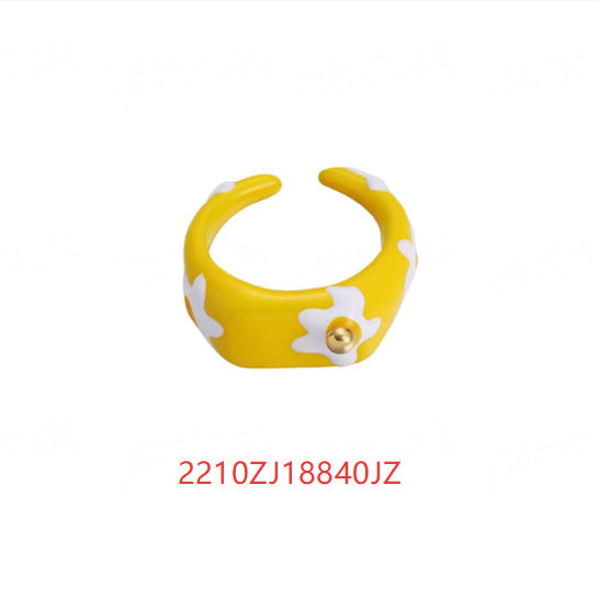 Anillo de cobre con esmalte de colores para mujer