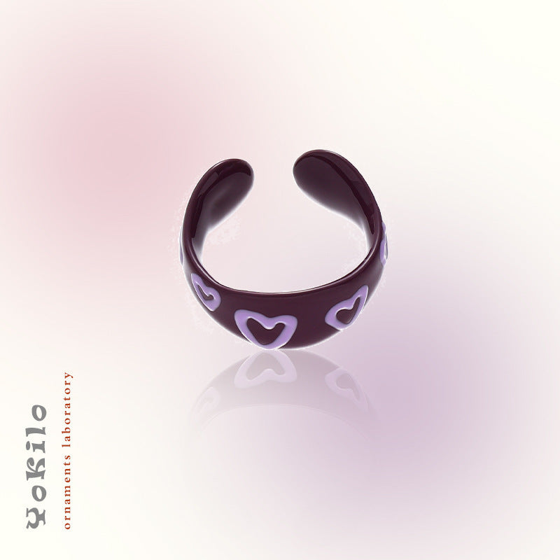 Anillo de cobre con esmalte de colores para mujer