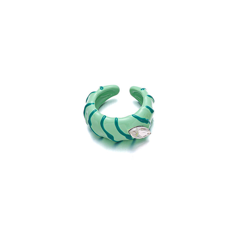 Anillo de cobre con esmalte de colores para mujer