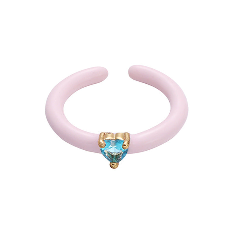 Anillo de cobre con esmalte de colores para mujer