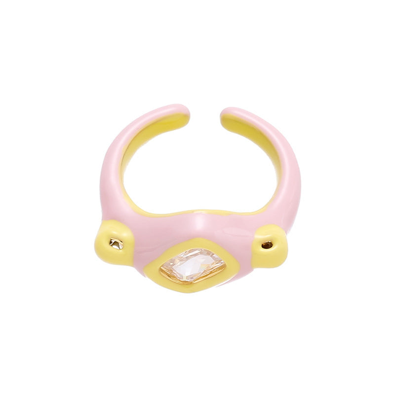 Anillo de cobre con esmalte de colores para mujer