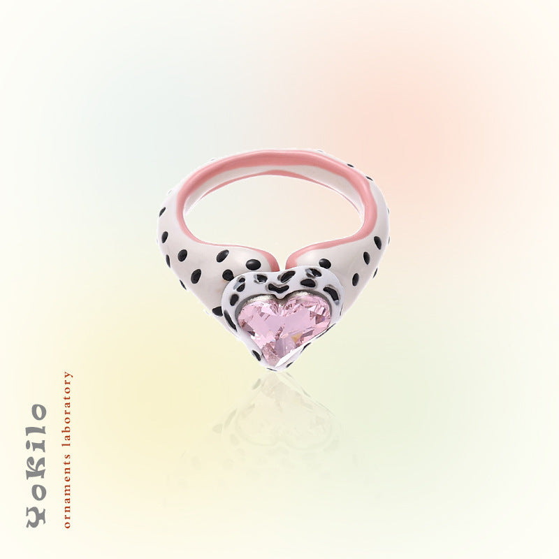 Anillo de cobre con esmalte de colores para mujer