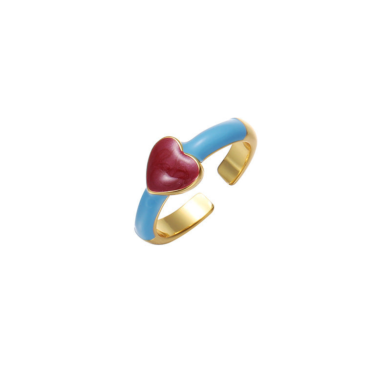Anillo de cobre con esmalte de colores para mujer