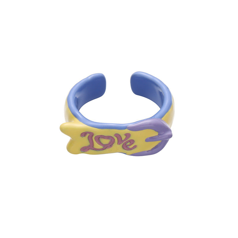 Anillo de cobre con esmalte de colores para mujer
