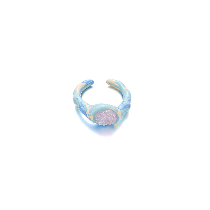Anillo de cobre con esmalte de colores para mujer