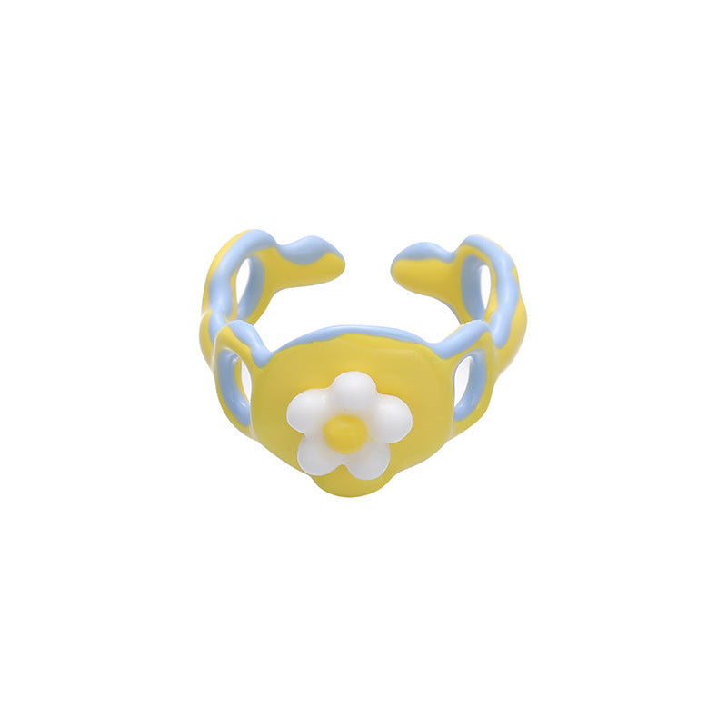 Anillo de cobre con esmalte de colores para mujer