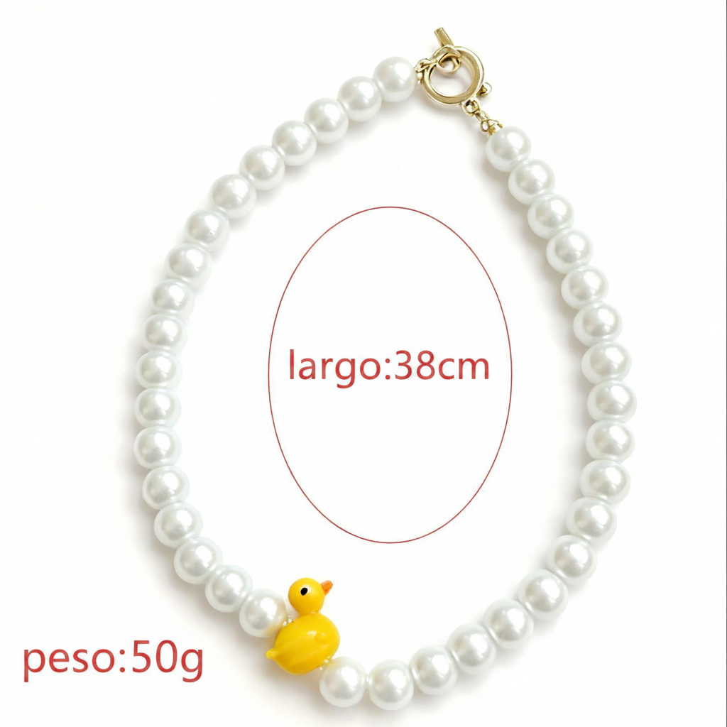 Set de Joyería Patito con Perlas | Aretes, Collar y Pulsera - 6