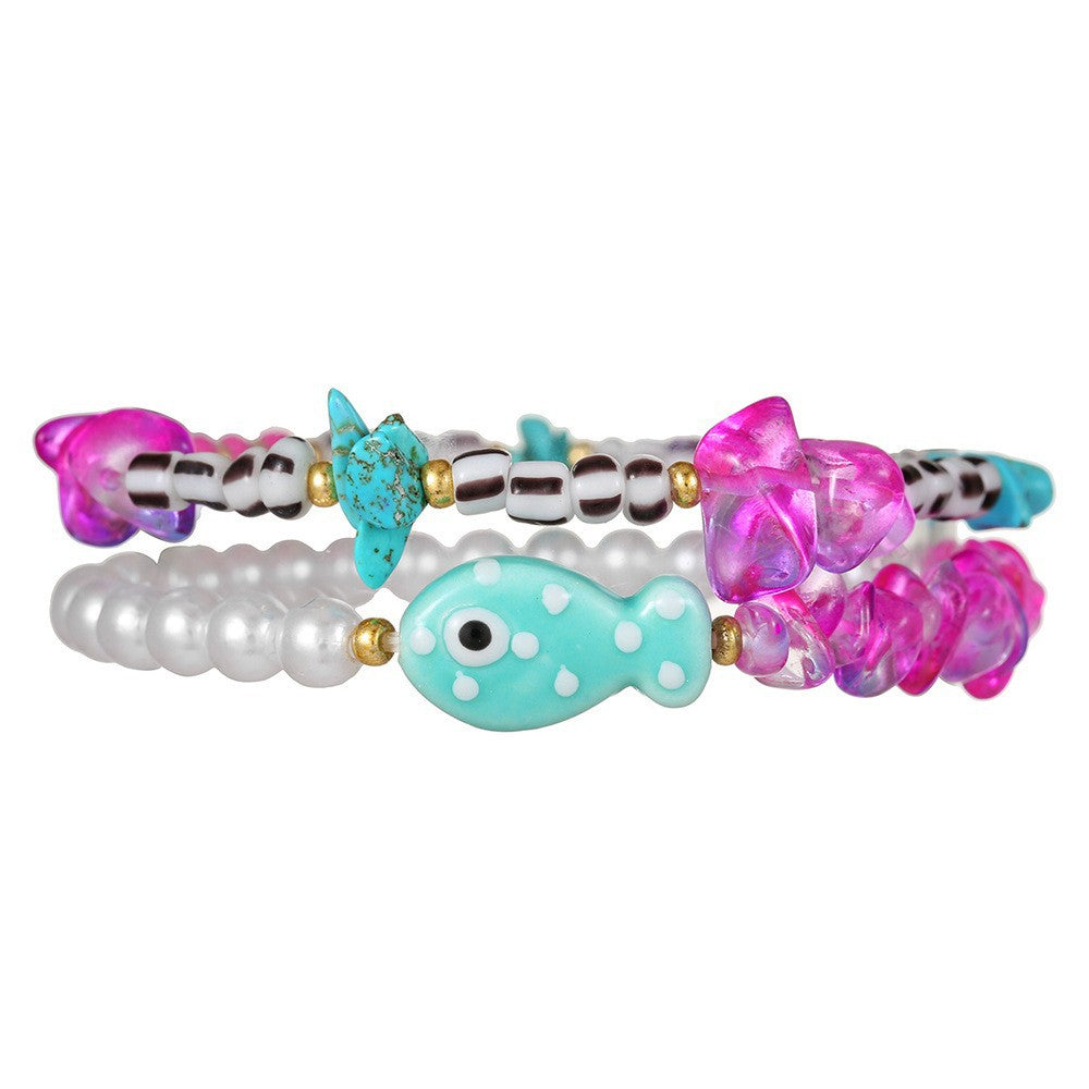 Pulsera de Cuentas con Corazón y Pez Artesanal - 9