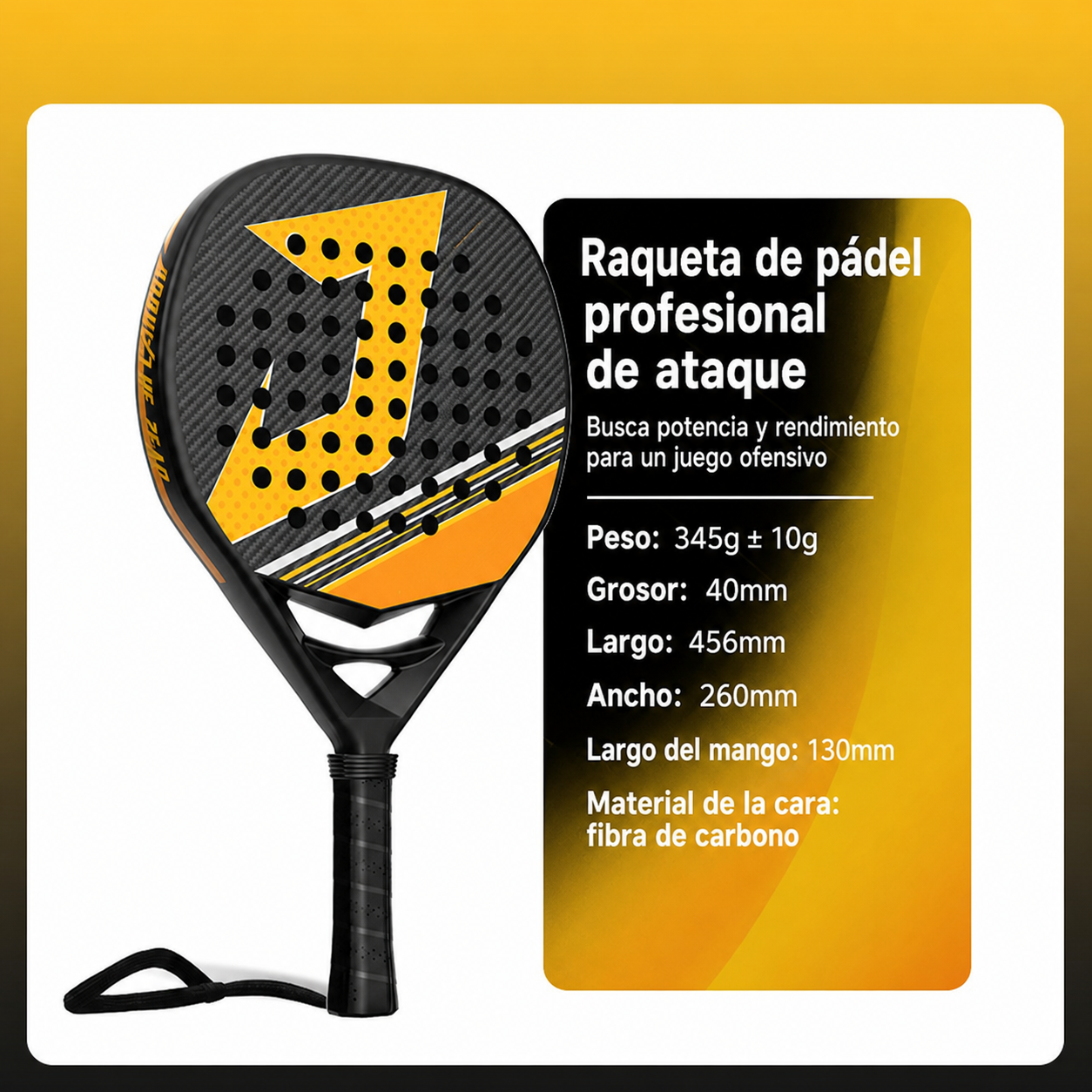 Raqueta de Pádel Fibra de Carbono T700 Profesional